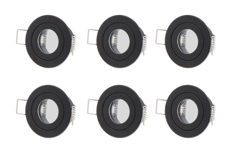 LEDline Inbouwspot, MR11 (35 mm), Rond, Aluminium, Waterdicht IP44, Mat Zwart, 6-Pack