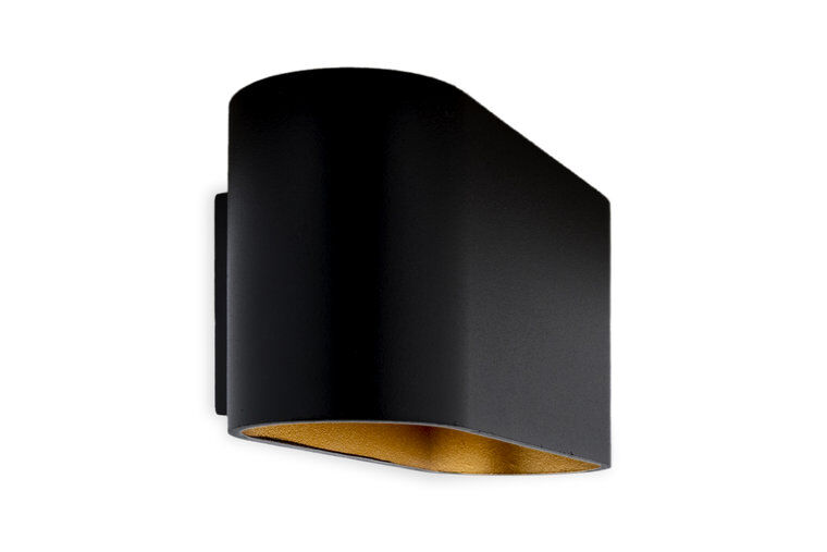 Groenovatie Wandlamp Ovaal, Vast, G9 Fitting, Mat Zwart / Goud