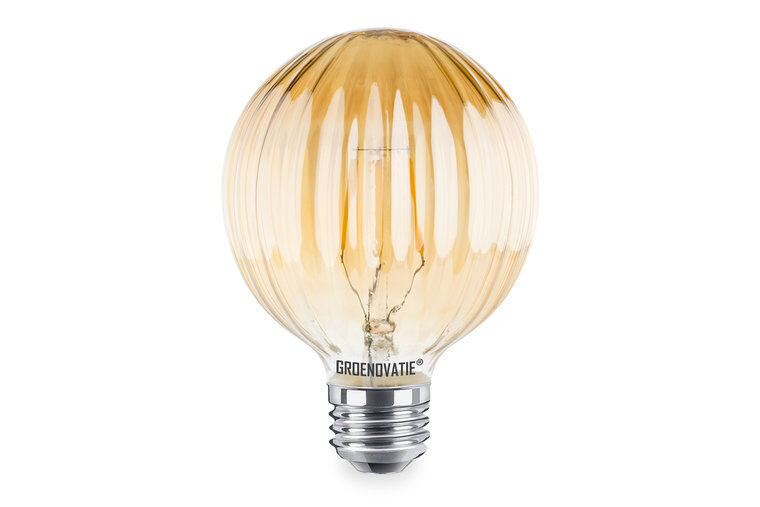 Groenovatie E27 LED Filament Geribbeld Goud Globelamp 4W Extra Warm Wit Dimbaar