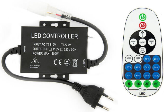 Groenovatie LED Neon Flex Enkelkleurig Controller Met Dimfunctie Aansluitstekker