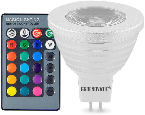 Groenovatie GU5.3 / MR16 LED Spot 3W RGB Dimbaar Incl. Afstandsbediening