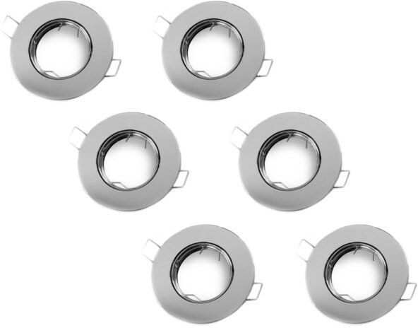 Groenovatie Inbouwspot, Rond, Kantelbaar, Aluminium, Chroom Look, 6-Pack