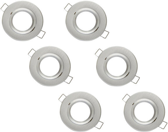 Groenovatie Inbouwspot, Rond, Kantelbaar, Geborsteld Aluminium, 6-Pack