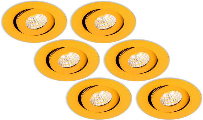 Groenovatie Inbouwspot LED 3W, Rond, Kantelbaar, Aluminium, Dimbaar, Goud, 6-Pack