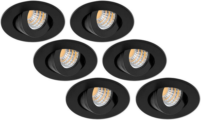 Groenovatie Inbouwspot LED 3W, Rond, Kantelbaar, Aluminium, Dimbaar, Zwart, 6-Pack