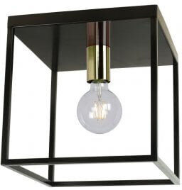 Groenovatie Metalen Plafondlamp Zwart Messing, E27 Fitting, 25x25 cm