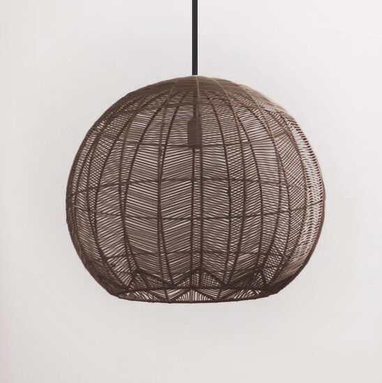 Groenovatie Rotan / Rieten Hanglamp, Handgemaakt, Zwart, Rond, ⌀40 cm