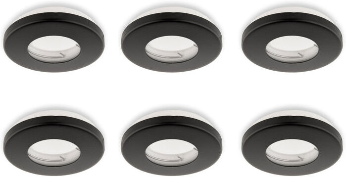 Groenovatie Inbouwspot, Rond, Waterdicht IP54, Ø85 mm, Mat Zwart, 6-Pack