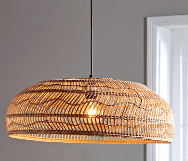 Groenovatie Rotan / Rieten Hanglamp, Handgemaakt, Naturel, ⌀60 cm