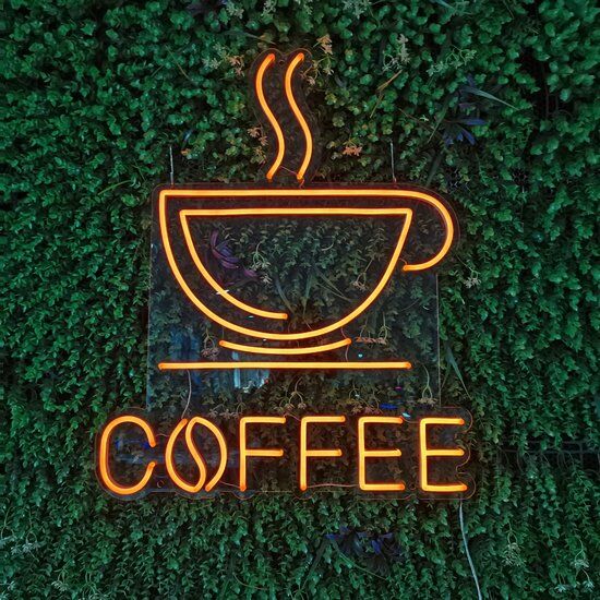 Groenovatie LED Neon Verlichting Bord "Coffee", Incl. Adapter, 70x57cm, Extra Warm Wit