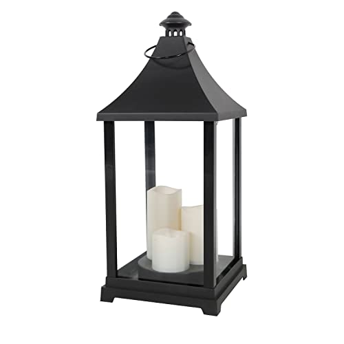 INDA-Exclusiv Outdoor XXL windlicht stallantaarn lantaarn tuinlantaarn + 3 led-kaarsen timer kunststof H 59 x B 24 cm