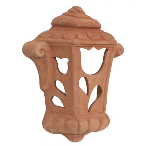 Biscottini Buitenlantaarn van terracotta, 41 x 33 x 14 cm, lantaarns voor buiten, kaarsenhouder, gemaakt in Italië, lantaarns voor tuinverlichting