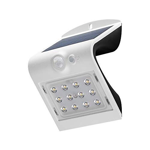 goobay 45802 LED zonnelamp buitenspot met bewegingsmelder buiten / 1,5W zonne-lamp outdoor / IP65 tuinspot/buitenlamp met bewegingsmelder PIR sensor/wit