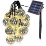 HULX Marokkaanse Lichtslinger, 4.5m 20LED Zonne-tuin Lichtslingers Solar Metal Ball Lights met 8 Mode Waterproof voor Garden (Warm)