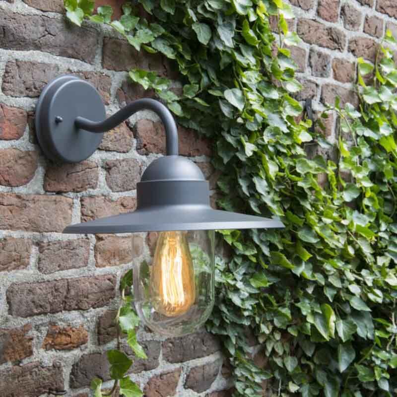 QAZQA Buitenwandlamp antraciet IP44 - Kansas grafiet