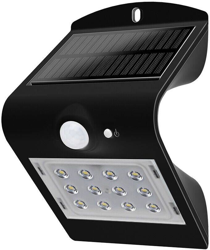 v-tac LED Solar Wandlamp Zwart 1,5 Watt 4000K Neutraal wit met bewegingssensor