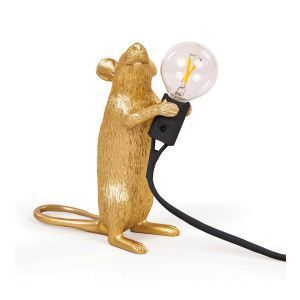 Seletti Seletti Mouse Lamp Standing Tafellamp Goud Zwart Snoer