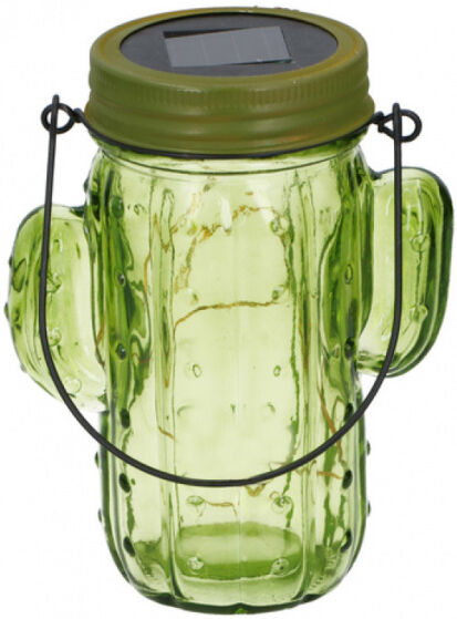 Grundig solarlamp cactus LED 14,5 cm glas groen - Groen