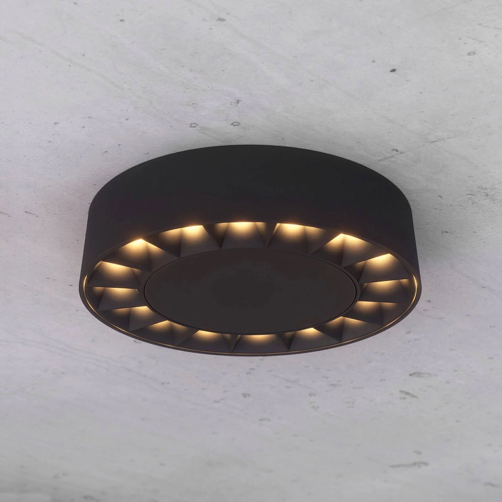 Lucande LED utendørs taklampe Kelissa svart rund