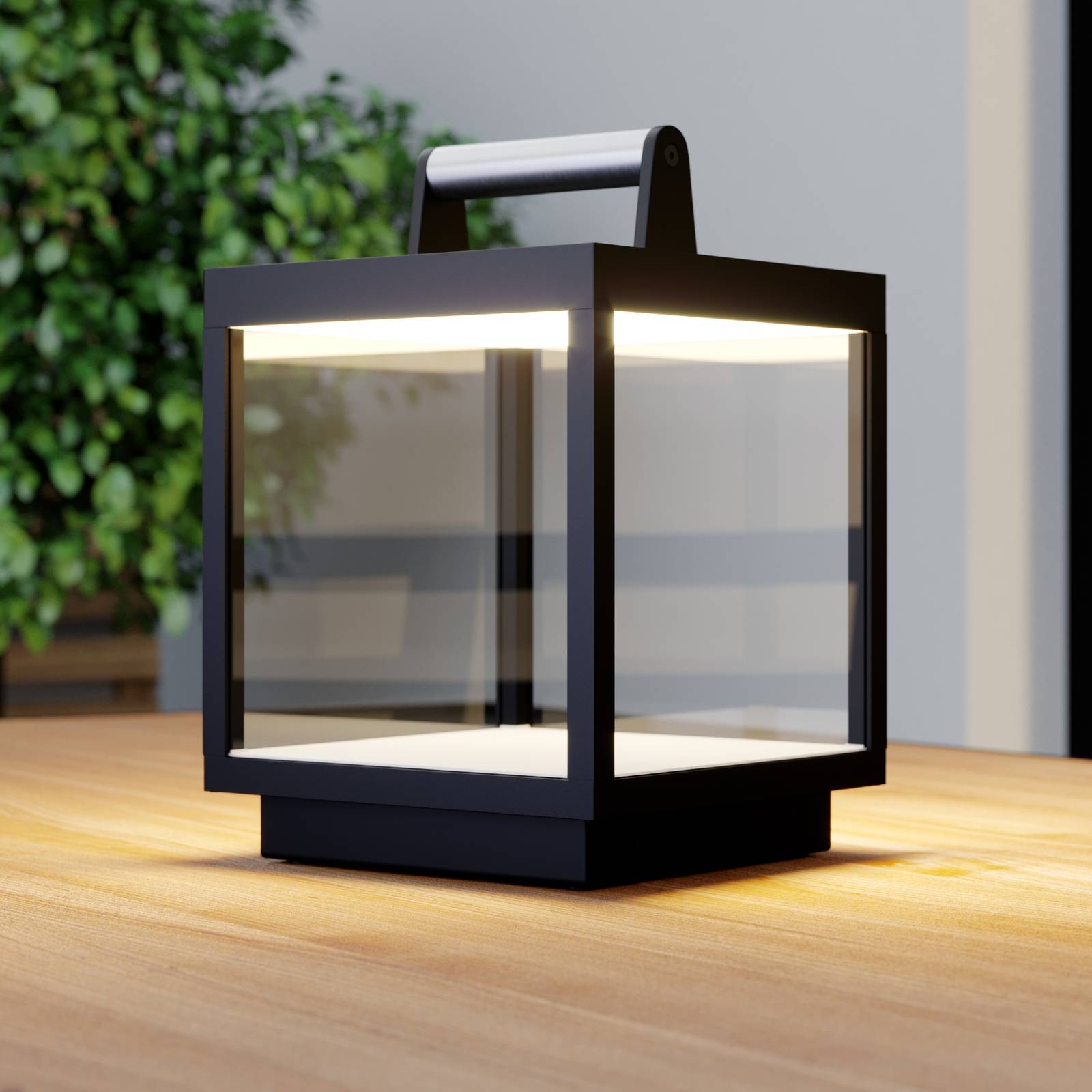 Lucande LED-bordlampe Cube til utebruk, oppladbar