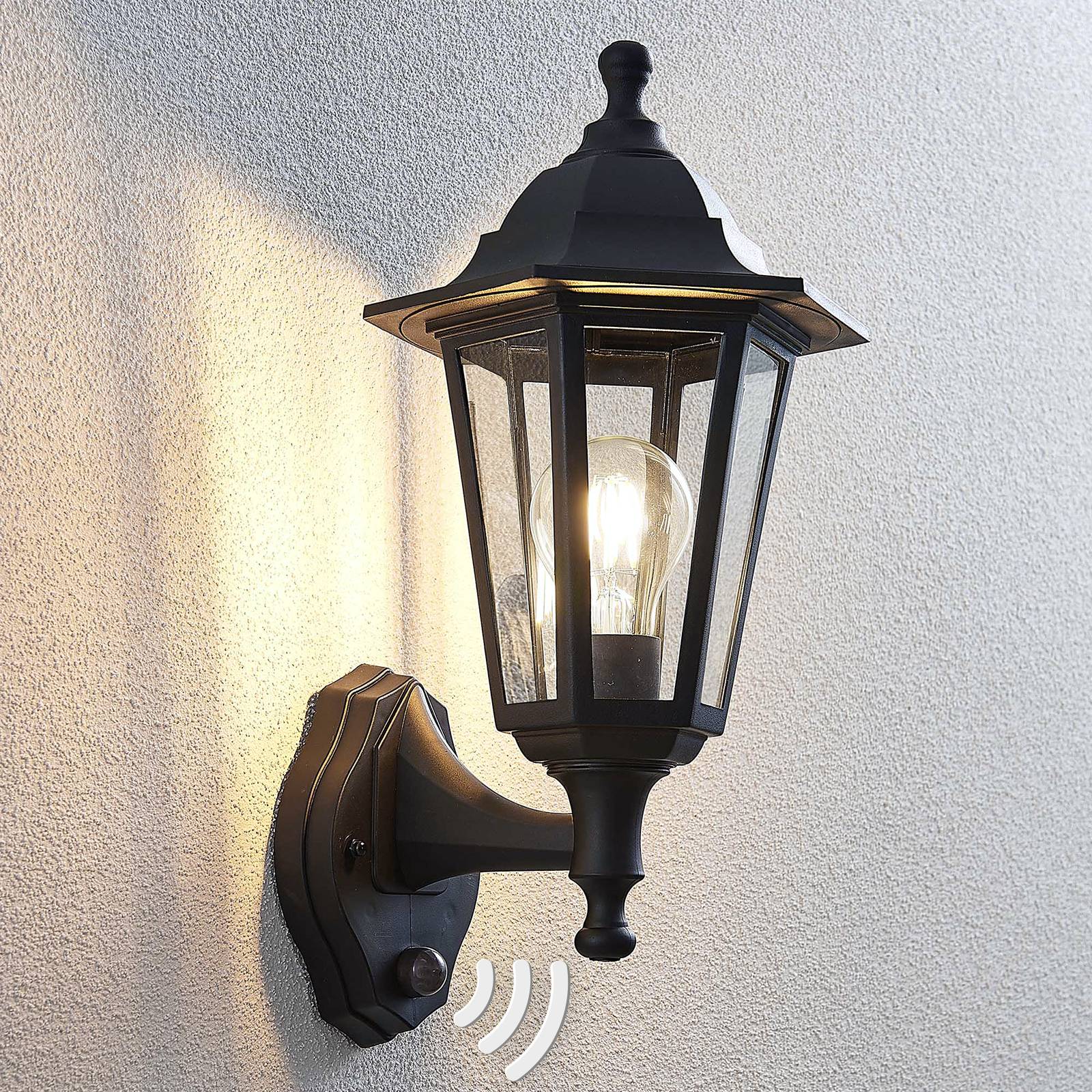 Lindby Utevegglampe Nane lyktlignende form med sensor