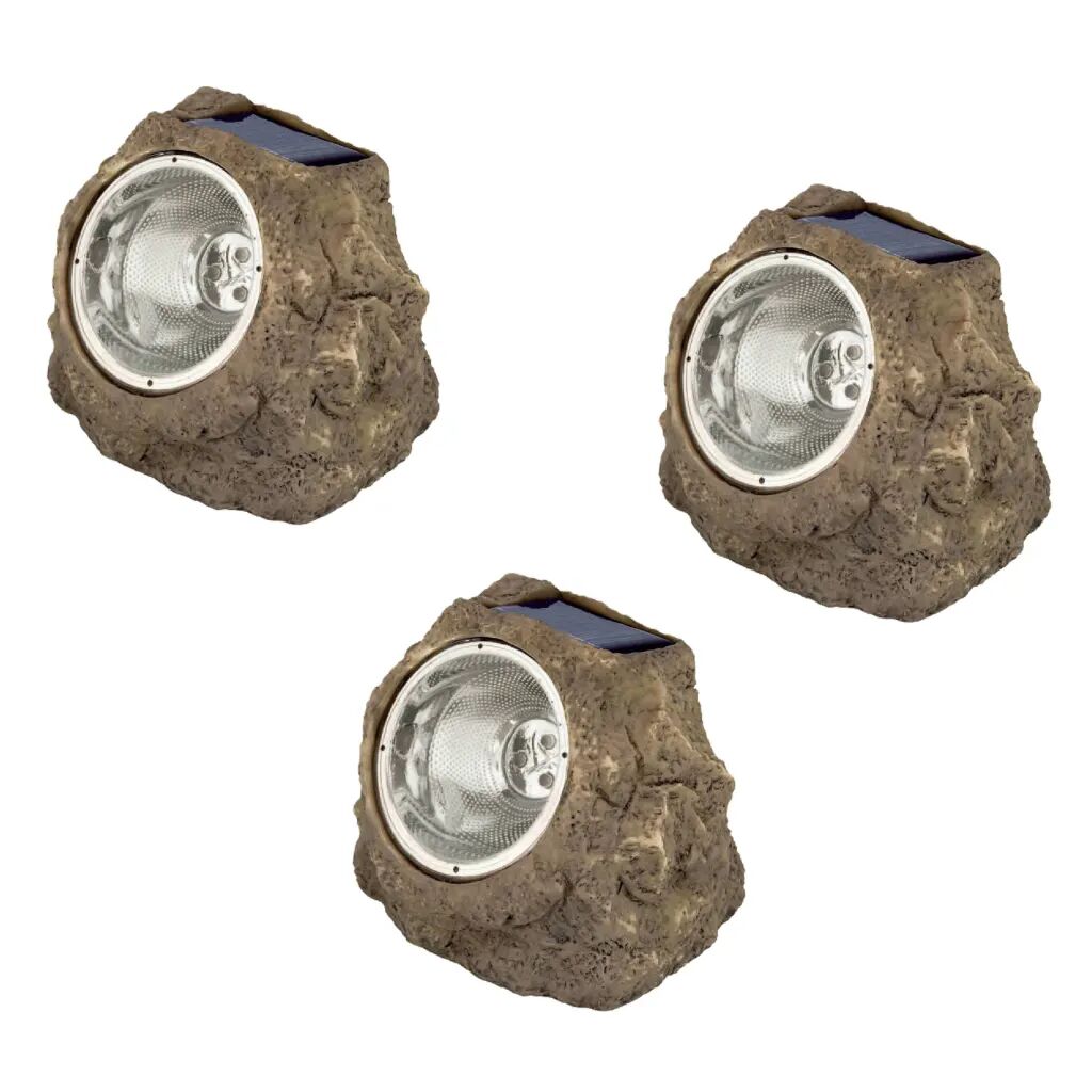 Luxform Iluminação pedra para jardim solar LED Andes 3 pcs