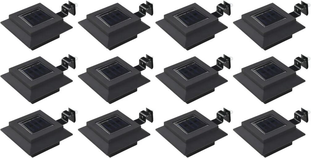 vidaXL Candeeiro de exterior solar LED 12 pcs preto quadrado 12 cm