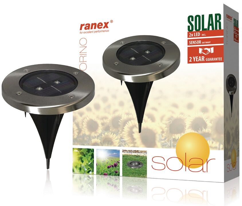 Ranex Projetor De Chão Led Solar Exterior De Estaca C/ Sensor Crepuscular Ip44 - Ranex 5000.389