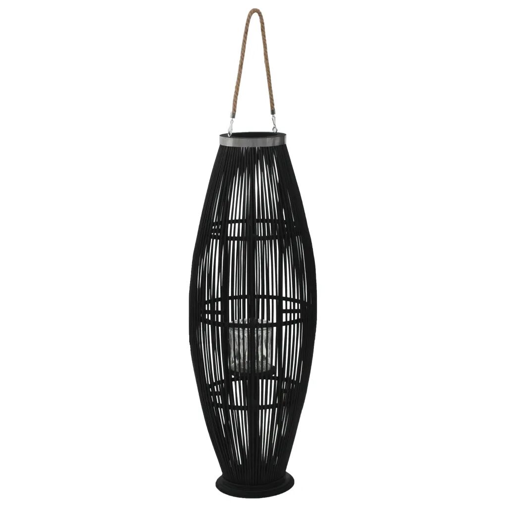 vidaXL Suport felinar lumânări suspendat, negru, 95 cm, bambus