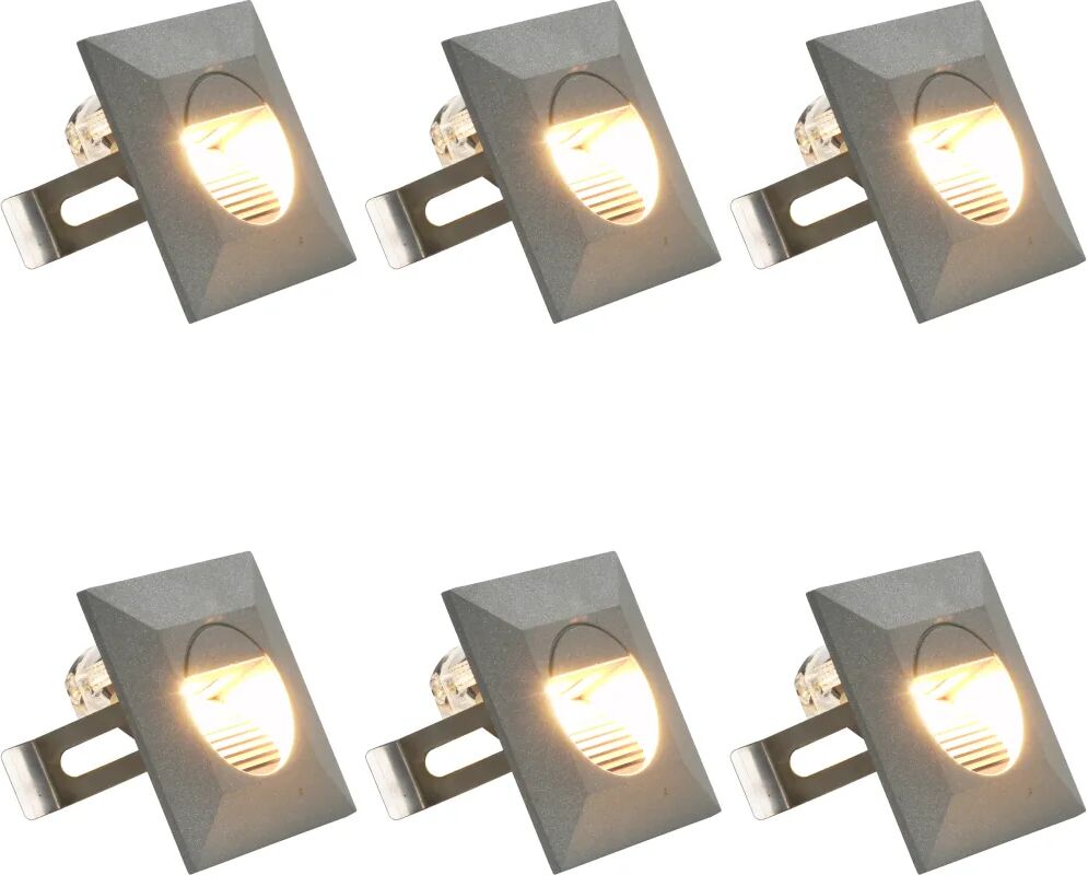 vidaXL Lămpi de perete LED de exterior, 6 buc., argintiu, 5 W, pătrat