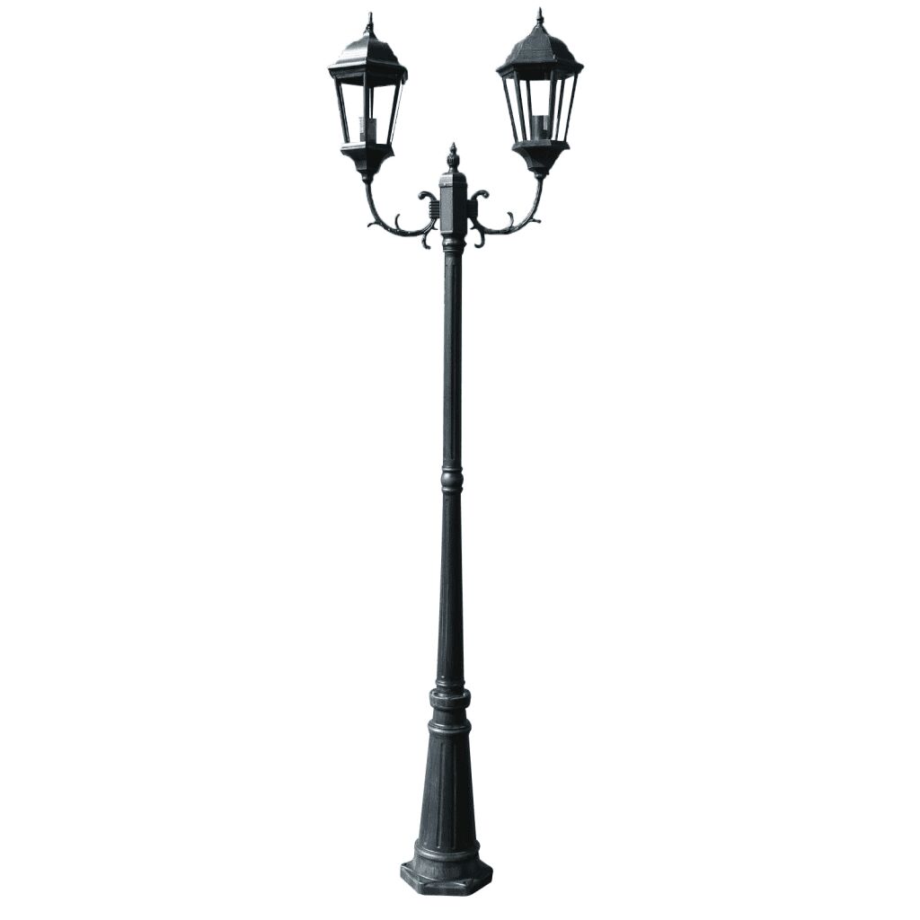 vidaXL Stâlp lampă grădină 2 brațe verde închis/negru 230 cm aluminiu