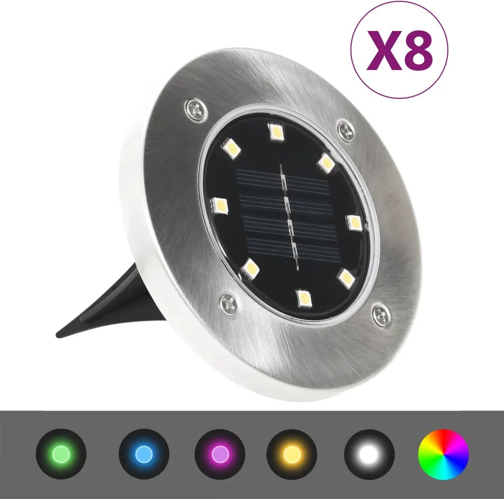 vidaXL Lămpi solare pentru sol, 8 buc., cu LED-uri, culoare RGB