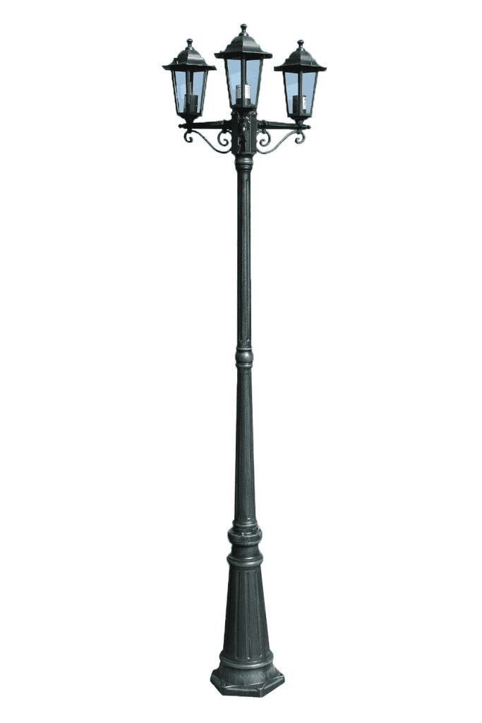 vidaXL Trädgårdslampa 3 armar 215 cm mörkgrön/svart aluminium