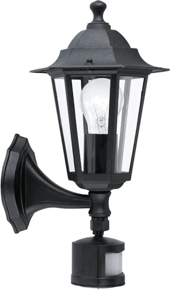 EGLO Utomhusvägglampa med sensor Laterna 4 60 W svart 22469