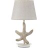 ONLI Tischlampe aus Holz Dekoration Stern mit Lampenschirm aus Stoff, Beige,