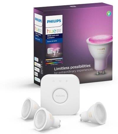 Philips Hue White and Color Ambience žiarovky GU10 5.7W 3-set + HUE Bridge BlueTooth 2200 - 6500K+RGB