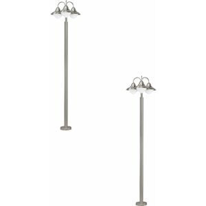 Loops - 2 pack IP44 Outdoor Bollard Light Stainless Steel 60W E27 Driveway Lamp Post