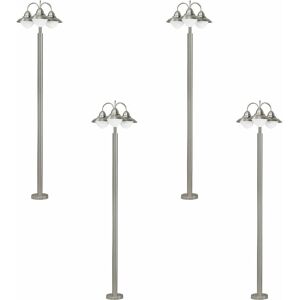 LOOPS 4 pack IP44 Outdoor Bollard Light Stainless Steel 60W E27 Driveway Lamp Post