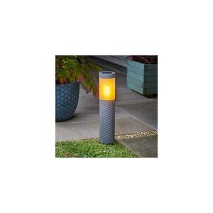MARCO PAUL Flaming Bollard Stake Light Solar Powered Flame Effect Lights Garden Outdoor Path Decking Patio Border Lawn Lighting Security Pathway Lights