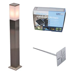 QAZQA Outdoor lamp steel 80cm IP44 - Malios with ground pin and cable sleeve - Steel