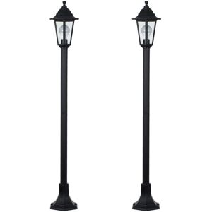 ValueLights Pair of - Traditional Victorian Style 1.2m Black IP44 Outdoor Garden Lamp Post B