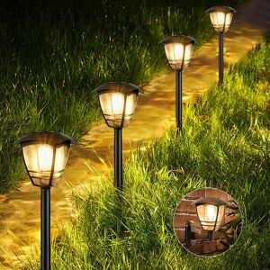 Litake Solar Wall Lantern,4 Pack 2 in 1 Solar Powered Pathway Lights Garden Landscape Lights Warm White Waterproof Outdoor Led Light Fixture with Wall Mount Kit& Ground Spike - Brand New