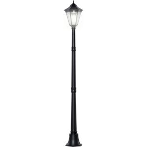 Outsunny 1.9M Garden Lamp Post Light, IP44 Outdoor LED Solar Powered Lantern Lamp with Aluminium Frame for Patio, Pathway and Walkway, Black