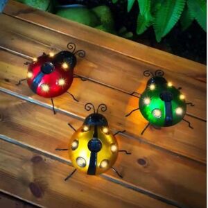 Smile Again1997 Solar ladybug wall mounted light, outdoor lawn LED decorative light, iron courtyard landscape light