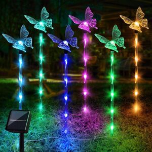 MongTong Set of 6 Butterfly Solar Outdoor Lights, Garden Decorations Lights Solar Powered Pathway Lights Outdoor Waterproof