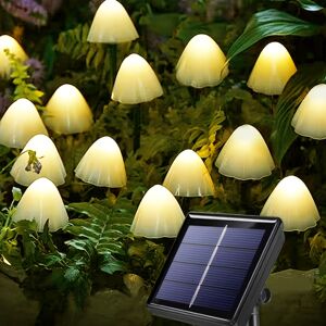 Temu 15/20/30pcs Mushroom Solar Lights, Fairy Solar String Lights, Warm White 8 Modes Outdoor Solar Pathway Lights, Outdoor Decoration For Garden, Backyard, Lawn, Party, Christmas