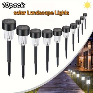 Temu "no Wire" 10-piece Solar Pathway Lights - Waterproof, Warm White Led In-ground Lighting For Garden, Lawn, Patio, Yard, Deck & Driveway 10Pcs Cool Light