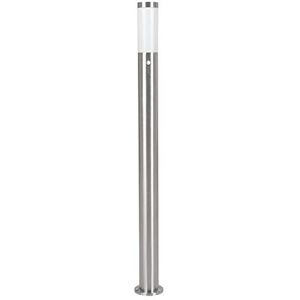 EGLO Outdoor lamp post Helsinki, outside bollard light with motion sensor, electric garden and driveway lighting made of stainless steel and plastic, silver, white, E27 socket, IP44