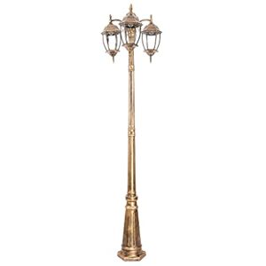 Wadrbsw Lamp Post Lights Outdoor, 230cm Triple-Head Outdoor Vintage LED Street Lights,Courtyard Path Lights,Die-cast Aluminum Pole, Clear Glass,Garden Decorative Lighting,Vintage Post Lamp for Garden, Walkway