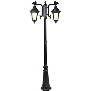 Wadrbsw Lamp Post Lights Outdoor, 270CM 106.29in Outdoor Garden Pillar Post Light Aluminum Path Pillar Lamp Glass Lantern 2-Head Bollard Path Lamp Waterproof IP65 Street Light Mains Powered Pillar High Pole L